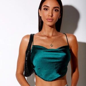 Motel - Emerald Green Satin Women's Top